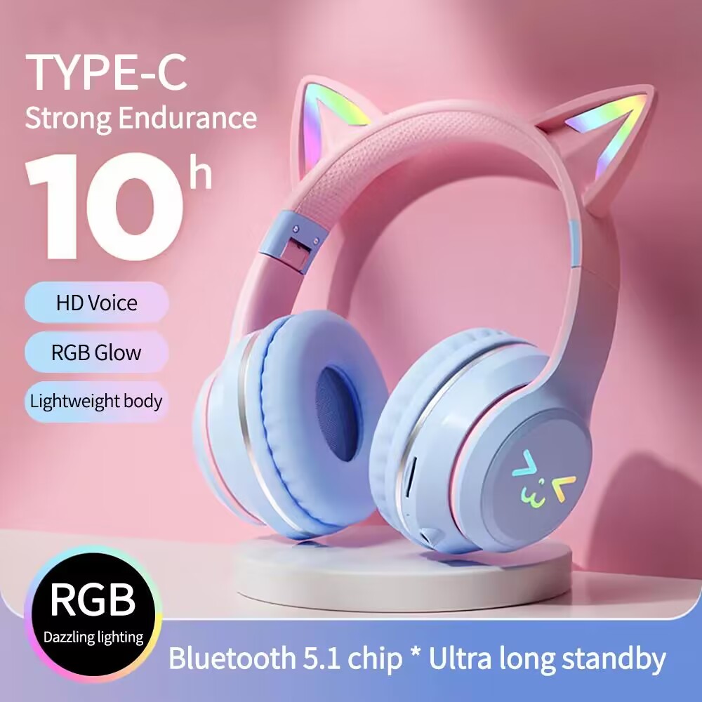 Gaming Headset With Mic Rgb - RGB Glow Earphones Wireless Earbuds 5.3