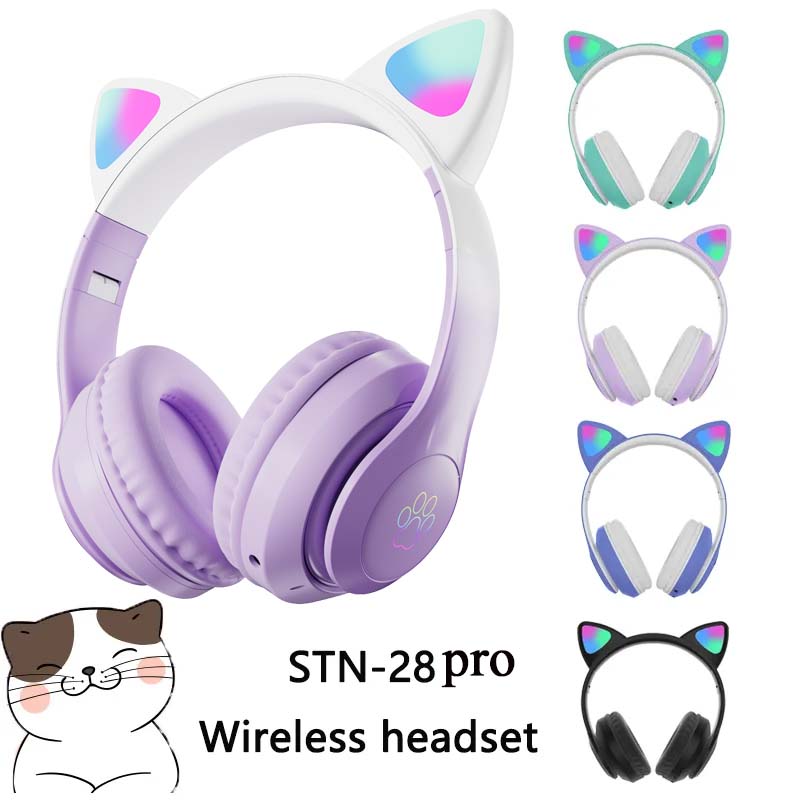 Newest STN-28 Wireless Headset - đánh giá và giá Cat Ear Bluetooth Headset Led