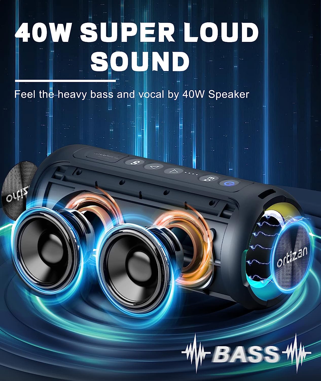 Ortizan Bluetooth Speakers 40W - đánh giá và giá Portable Bluetooth Speaker Waterproof Ipx7