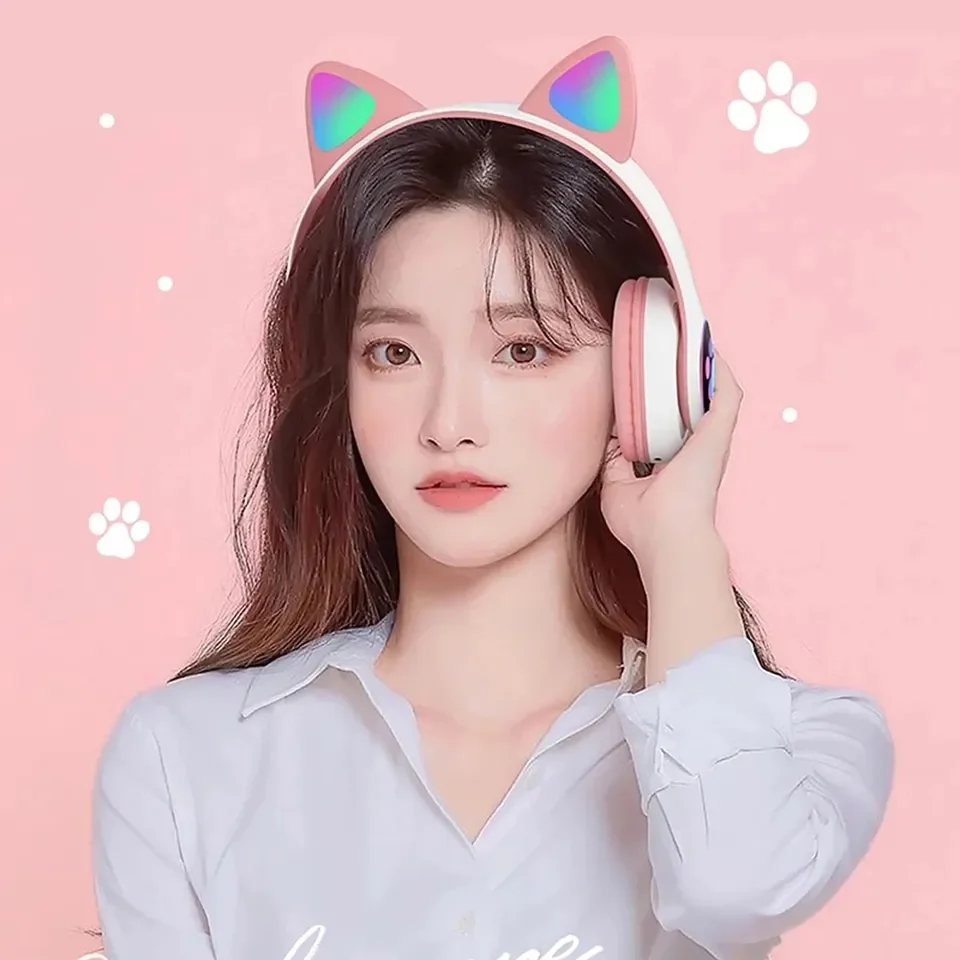 2 Pcs Wireless Headset Bluetoo - đánh giá và giá Cat Ear Bluetooth Headset Led